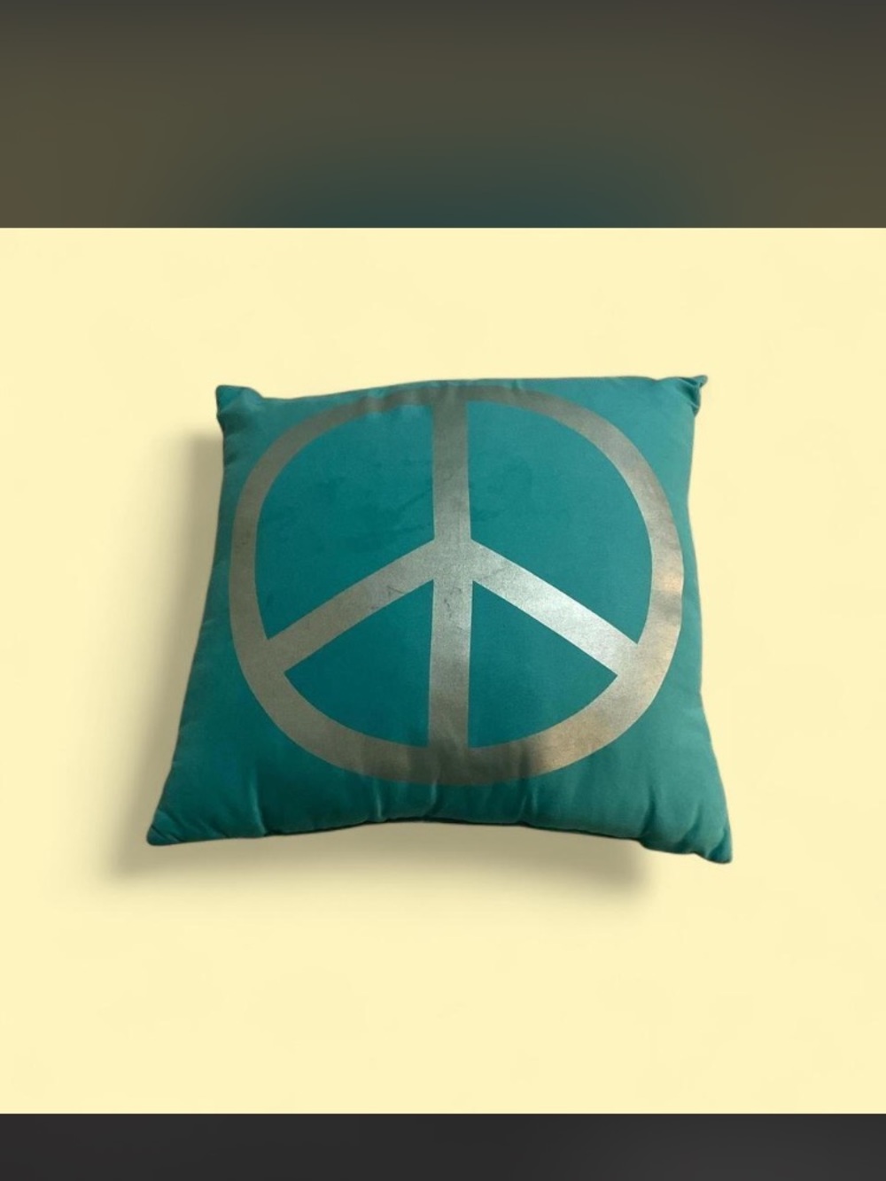 Teal Peace Symbol Decorative Throw Pillow - Unbranded